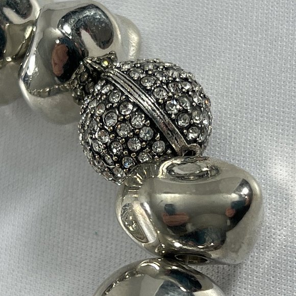 Chicos Silver Tone Beaded Necklace Rhinestones 22" Adjustable - Picture 3 of 11